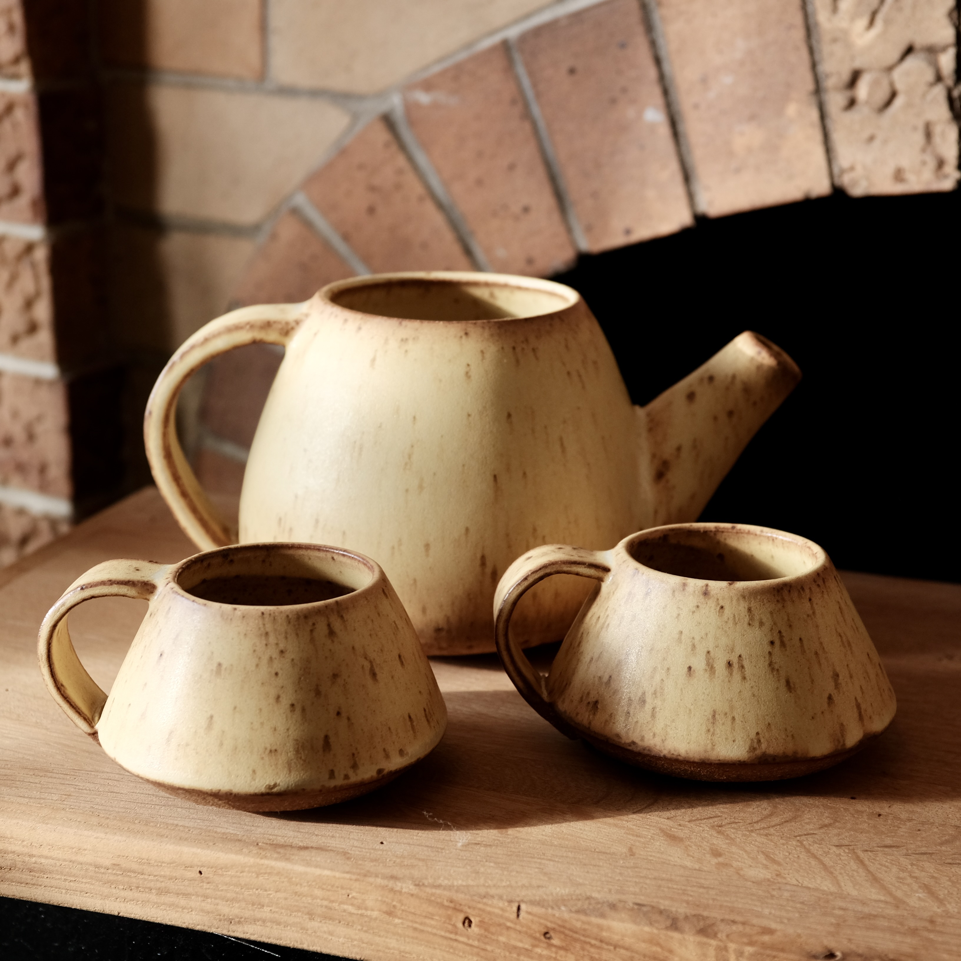 Handmade ceramic teapot and mug set