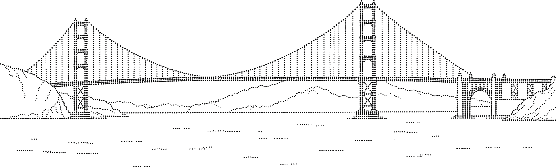 Golden Gate Bridge illustrated in dots
